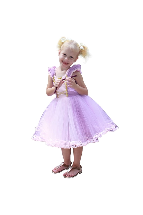 Little Girl Purple Dress Princess Costume Birthday Party Cosplay Halloween Dress up Tutu Outfits