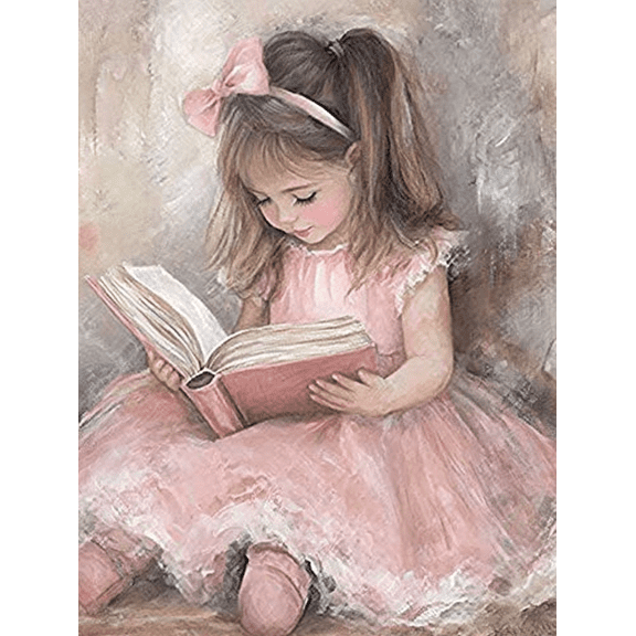 Little Girl Reading Book Canvas Wall ArtSuitable for Living RoomBedroomNurseryKids RoomStudy Room Decoration.