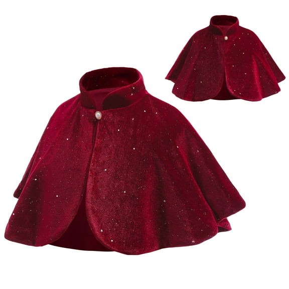 Little Girl Red Princess Shawl Flower Girls Cape Party Wedding Christmas Dress up