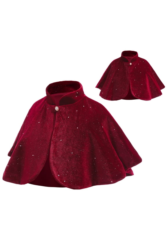 Little Girl Red Princess Shawl Flower Girls Cape Party Wedding Christmas Dress up
