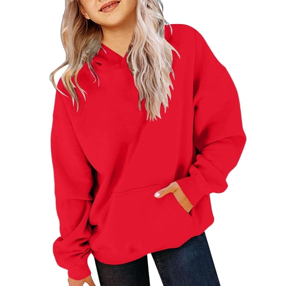 Little Girl'S Hoodie Long Sleeve Soft Sweatshirt Graphic Hoody Kids Cute Pullovers Top Girls Clothing Red Size 6-7T