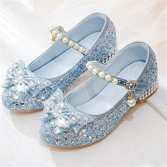 Little Girl'S Pearl Bow, Shiny Princess Shoes, Formal Dress, Stage Crystal Shoes, Party Princess Shoes