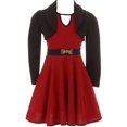 thumbnail image 1 of Little Girl Set Sleeveless Dress Short Bolero Holiday Flower Girl Dress Burgundy 4 JKS 2105 BNY Corner, 1 of 5