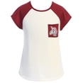 thumbnail image 1 of Little Girl Short Sleeve Pocket Unicorn Summer Raglan T-Shirt Top Kids Clothing Burgundy 4 JKS 2159 BNY Corner, 1 of 2