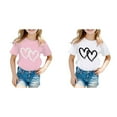 thumbnail image 1 of Little Girl Short Sleeve Tees Summer Heart Print Multiple colors Girl Cotton Tops Shirts 2 Packs, 1 of 5