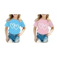 thumbnail image 1 of Little Girl Short Sleeve Tees Summer Heart Print Multiple colors Girl Cotton Tops Shirts 2 Packs, 1 of 5