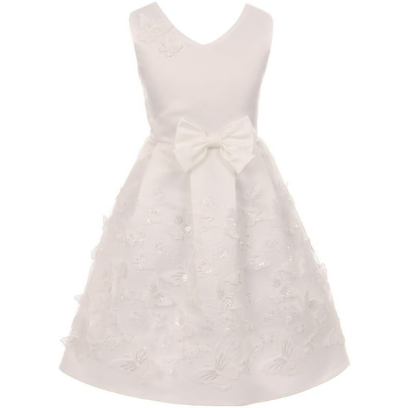 Little Girl Sleeveless 3D Butterfly Bow Easter Party Flower Girl Dress USA Off White 2 JKS 2112 BNY Corner