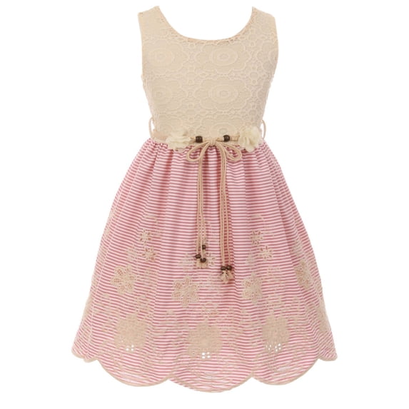 Little Girl Sleeveless Lace Embroidery Party Holiday Wedding Flower Girl Dress Pink 4 JKS 2135 BNY Corner