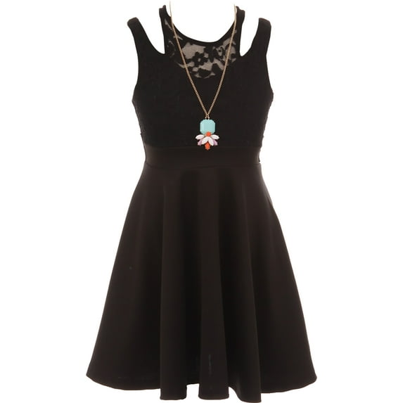 Little Girl Sleeveless Lace Solid Necklace Easter Summer Flower Girl Dress USA Black 4 JKS 2114 BNY Corner