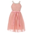 thumbnail image 1 of Little Girl Sleeveless Pearl Sequin Chiffon Graduation Wedding Flower Girl Dress USA Blush 4 JKS 2121 BNY Corner, 1 of 5