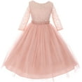 thumbnail image 1 of Little Girl Stunning Lace Tulle Rhinestones Holiday Party Flower Girl Dress Blush 2 MBK 372 BNY Corner, 1 of 3