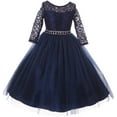 thumbnail image 1 of Little Girl Stunning Lace Tulle Rhinestones Holiday Party Flower Girl Dress Navy 2 MBK 372 BNY Corner, 1 of 3