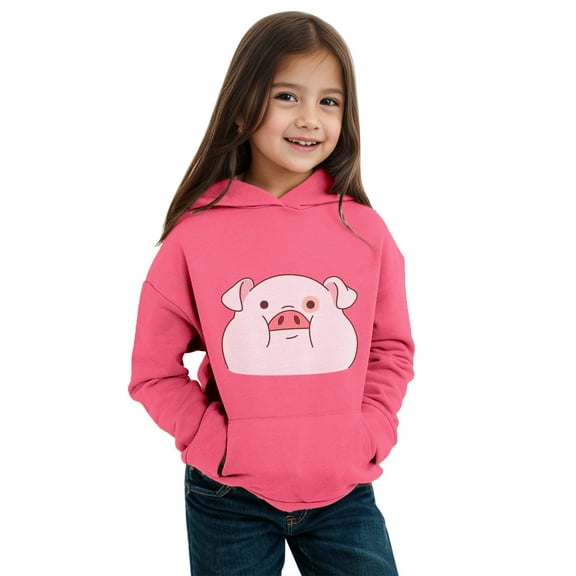 Little Girl Sweatshirt Kids Children Boys Winter Long Sleeve Hoodie Cartoon Pig Printing Cute Pullover Tops Clothes for Girls Size 7-8T