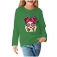 thumbnail image 1 of Little Girl Sweatshirts Size 6 Fashion Graphic Long Sleeve Casual Cotton Shirt 3-11T Kids Fall Pullover Top, Green, 11 Years, 1 of 5