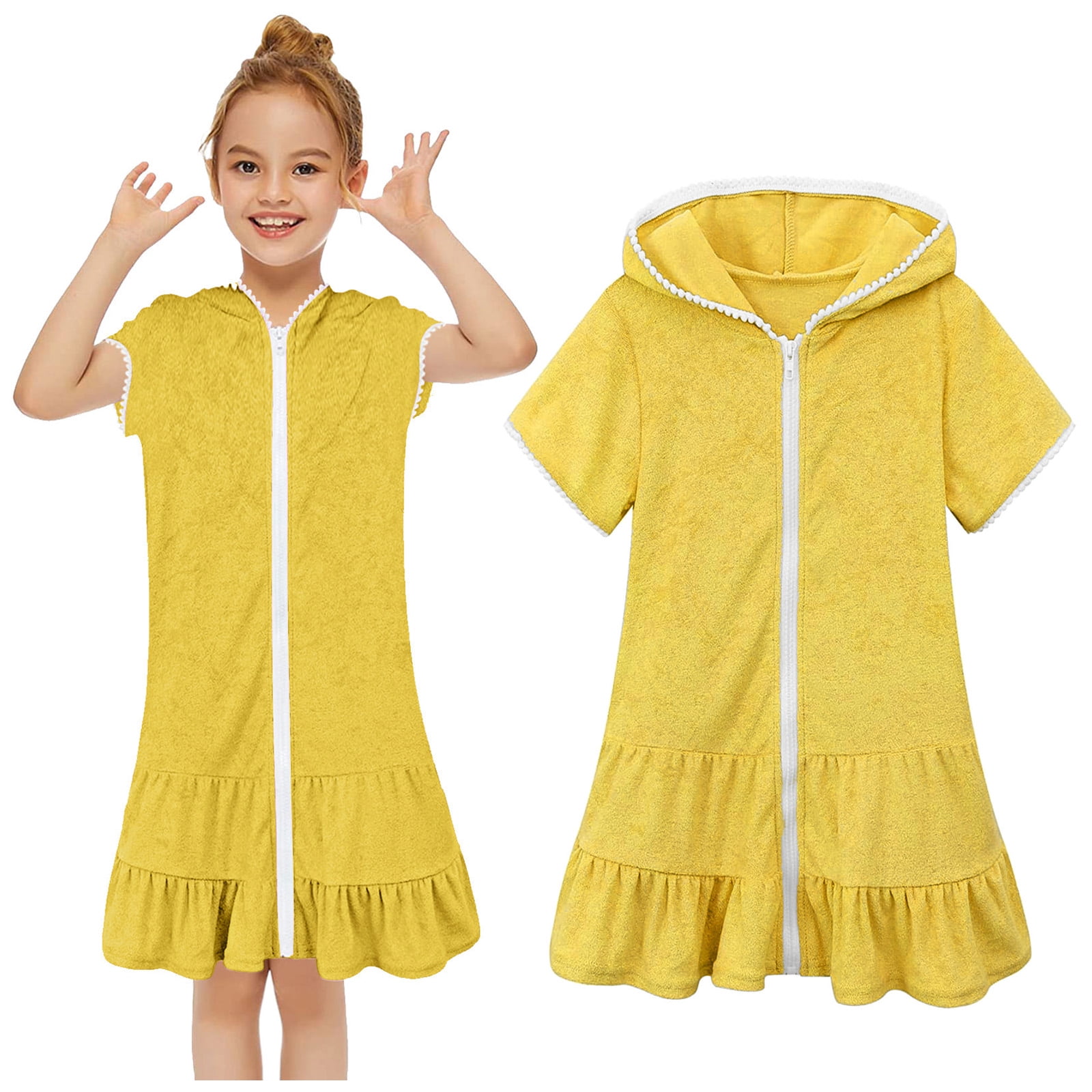 Tiddler Cover Little Girl Swim Cover Up Toddler Beach Coverup Absorbent Zip Up Hooded ...
