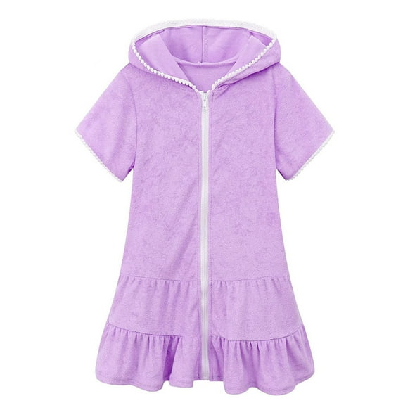 Little Girl Swimsuit Coverup Toddler Girl Short Sleeve Swimsuit Cute Beach Dress Flower Cover Ups Ruffle Bathing Suit Cover Up Kids Swimwear