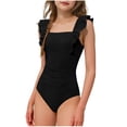 thumbnail image 1 of Little Girl Swimsuit Size 4 Baby Toddler Girl Long Sleeve Ruffle Swimsuit One Piece Zipper Rash Guard Bathing Suit with UPF 50+ Sun Protection, 1 of 7