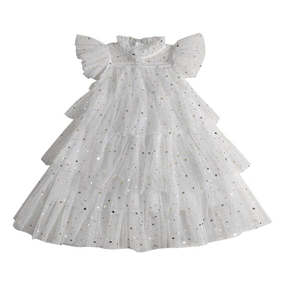 Little Girl Tutu Dress Sequin Tulle Princess Ruffles Summer Dress Wedding Party Dresses 2-10 Years