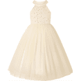 thumbnail image 1 of Little Girl Wedding Party Sequins Sleeveless Mesh Dresses Long A Line Pageant Birthday Bridesmaid Ball Gown Size 5-9Y, 1 of 6