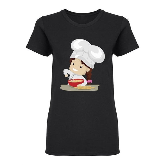 Little Girl Whisking Flour Shaped T-Shirt Women -Image by Shutterstock, Female Small