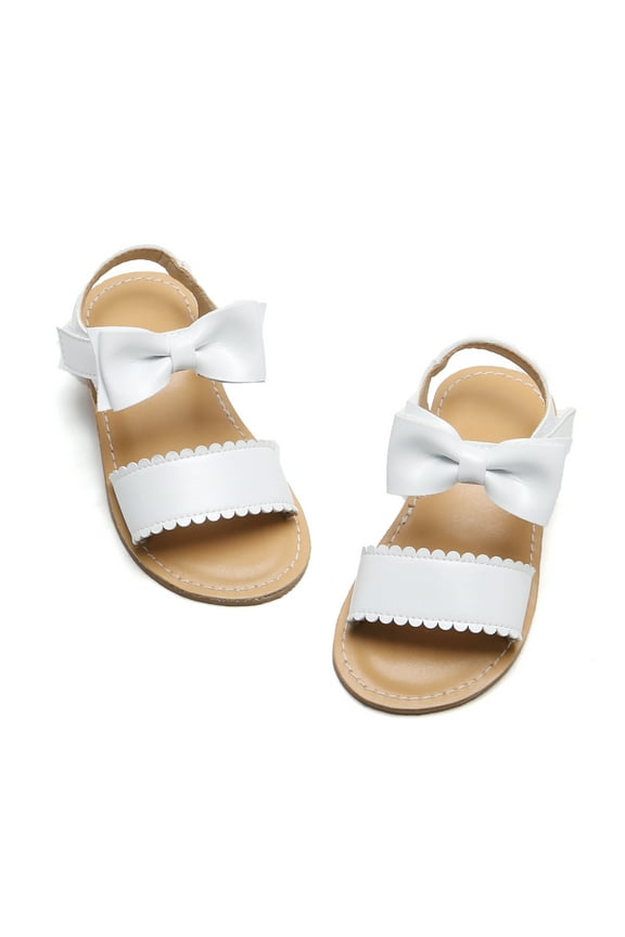 Little Girl White Sandals Size 12 Easter Flower Girl Dress Shoes Open Toe Little Kid Summer Flats