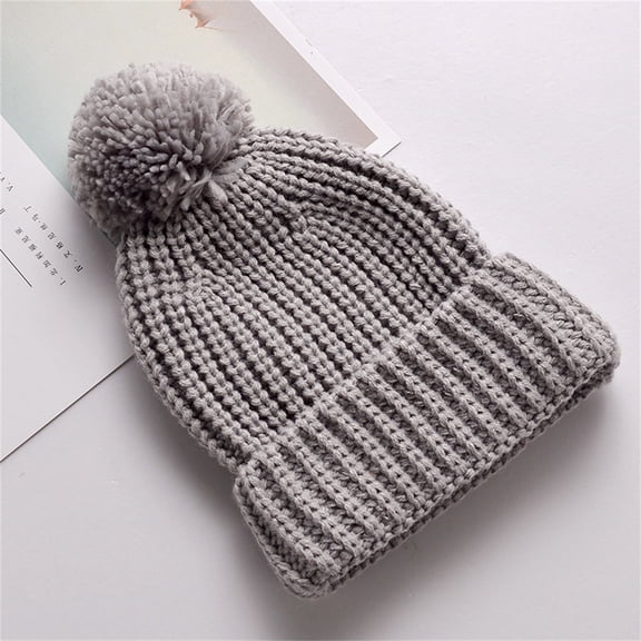 Little Girl Winter Hat Knitted Winter Beanie Hat with Pompom Warm Lining Windproof Cap for Boys