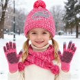 thumbnail image 1 of Little Girl Winter Hat Scarf Glove Set, Knitted Lined Beanies Cap for 2-8 Years Boys and Girls, 1 of 6