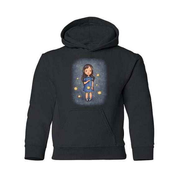 Little Girl With Stars Hoodie Juniors -Image by Shutterstock,  Medium