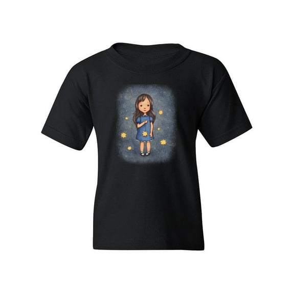 Little Girl With Stars T-Shirt Juniors -Image by Shutterstock, Small