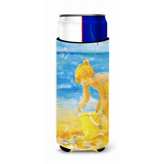 Little Girl at the beach Ultra Beverage Insulators for slim cans