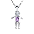 thumbnail image 1 of Baby Birthstone Pendant Necklace for Mom by Ginger Lyne Collection - February Birthstone Color (Amethyst Purple) Boy Pendant - CZ Sterling Silver Pendant Necklace for Women with 18-20” Chain Included, 1 of 7