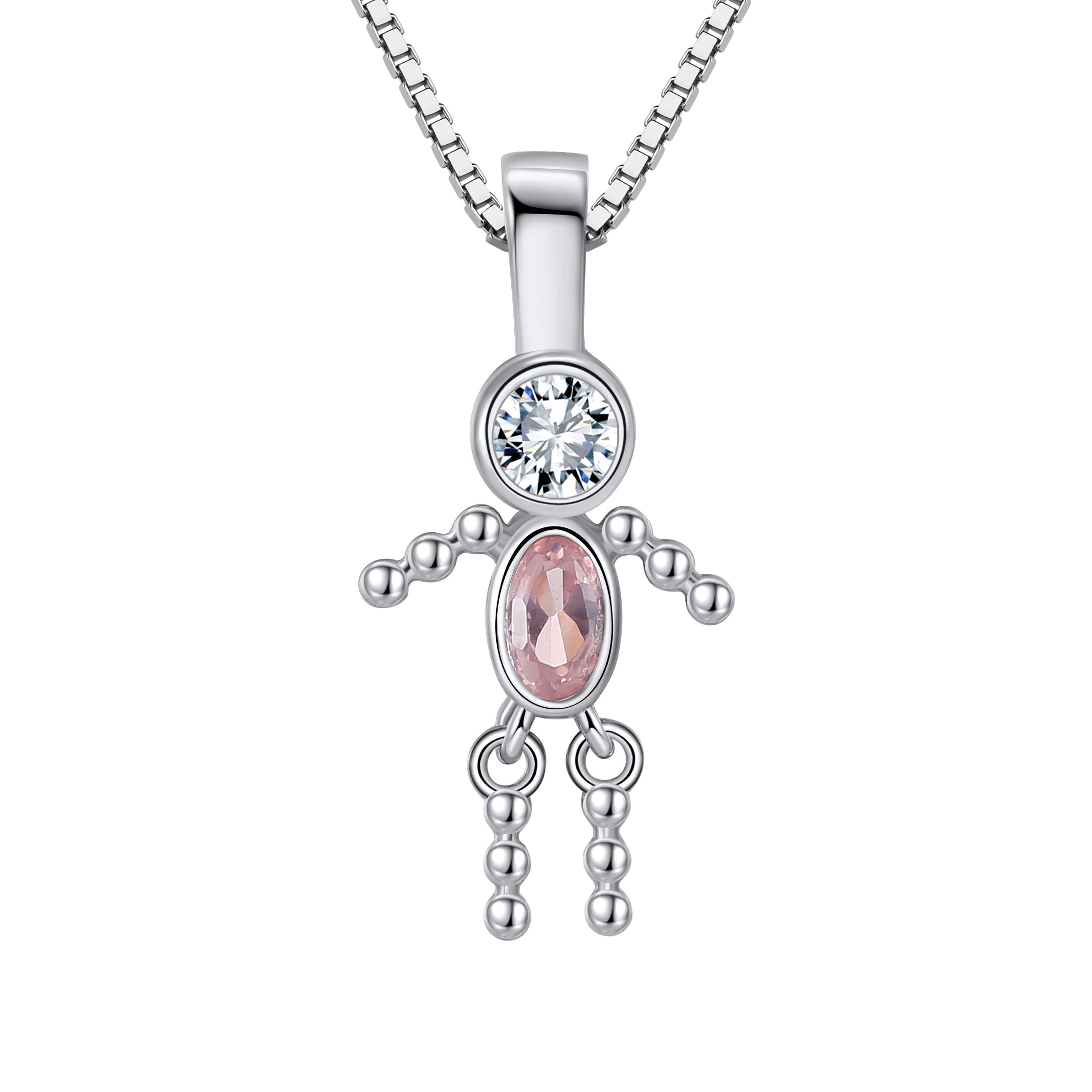 Necklace, Family Toddler Birthstone Necklace Opal 10K White Gold