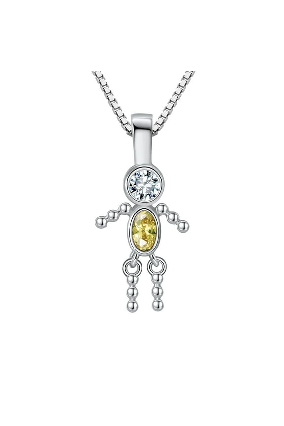 Birthstone Pendant Necklace for Boy Mom or Grandma by Ginger Lyne Sterling Silver CZ Family Birthday Charm