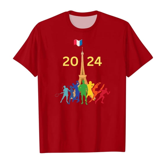 Little Girl's 2024 Paris Graphic Tees Short Sleeved Round Neck Summer T-Shirt