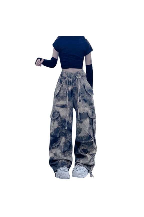 Little Girl's Camouflage Cargo Pants High Waist Loose Pants Kids Fashion Baggy Trouseres
