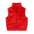 thumbnail image 1 of Little Girl's Cute Vest Jackets Zip Up Solid Color Stand Collar Sleeveless Casual Outfit Coats Kids Fall Winter Outwear Size 5-6T, 1 of 3
