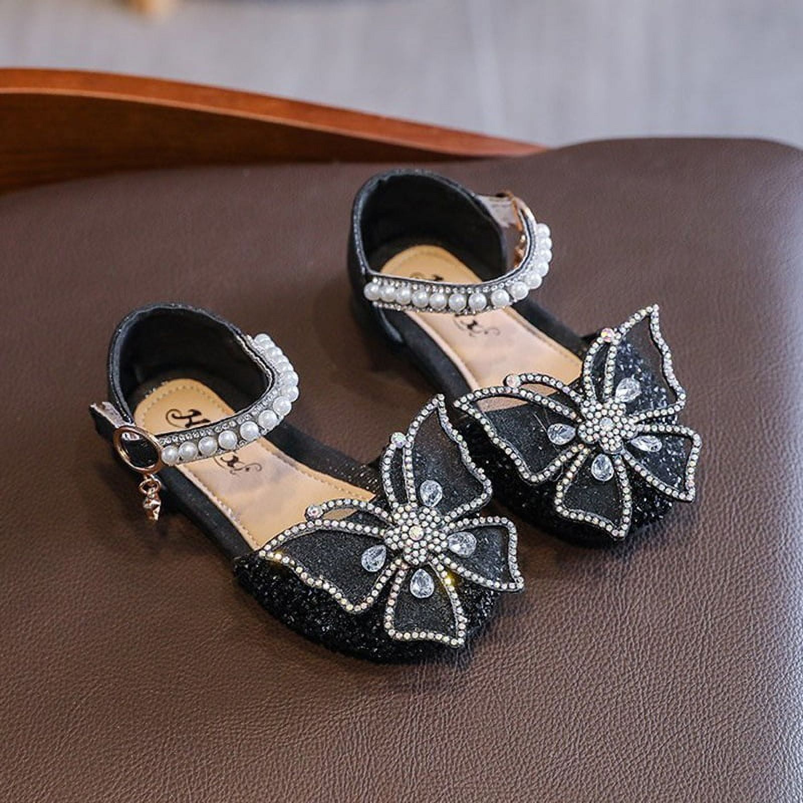 Little Girl s Dress Shoes Wedding Party Low Heel Sandals Mary Jane Princess Butterfly Shining Shoes Walmart