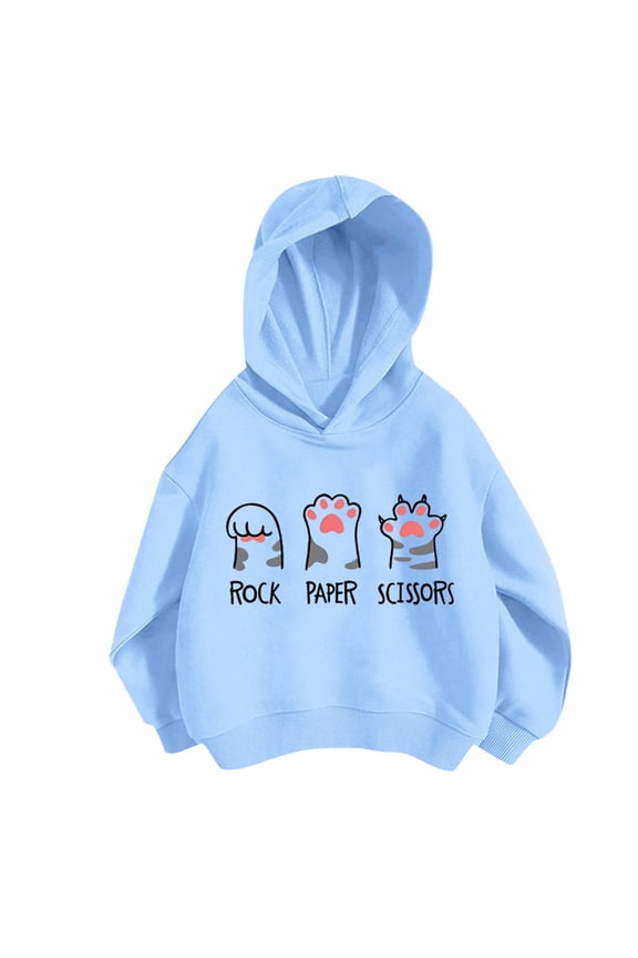 Little Girl's Hoodie Cute Cat Prints Hooded Sweatshirt Soft Casual Sport Pullover Top