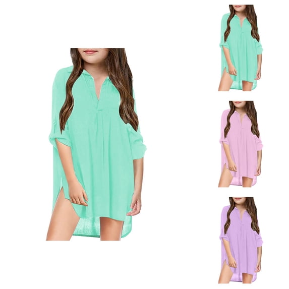 Little Girl's Kids Swimsuit Beach Cover Up For Girl Chiffon Shirt Bikini Beachwear Bathing Suit Beach Dress Swim Coverup