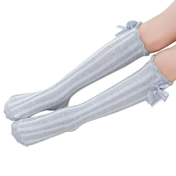 Little Girl's Knee High Socks Over Calf Kids Overknee Stockings Bow Style