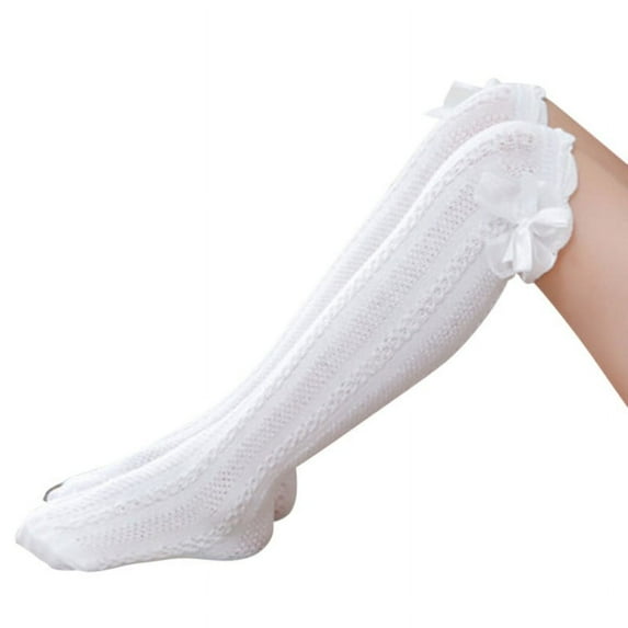 Little Girl's Knee High Socks Over Calf Kids Overknee Stockings Bow Style