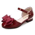 thumbnail image 1 of Little Girl's Low Heel Sandals Ballet Dress Shoes Flower Girls Mary Jane Bridesmaids Dress Shoes Toddler Kids Wedding Party PU Leather Flat Princess Shoes With Bowknot, 1 of 6