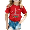 thumbnail image 1 of Little Girl's Paris Tshirts Graphic Short Sleeve T-Shirt Kids Sports Fans Gift, 1 of 3