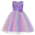 thumbnail image 1 of Little Girl's Sequin Sleeveless Mesh Rainbow Dress for Wedding Party, 1 of 5