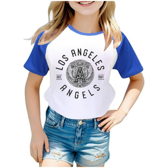 Little Girl's Tshirts Los Angeles Printed Short Sleeve T Shirt Summer Child Graphic Tees