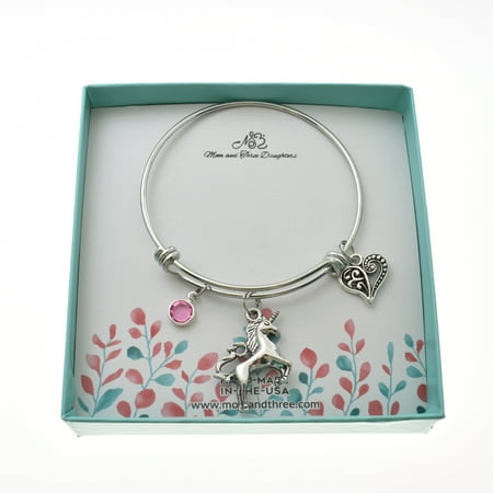 Little Girl's Unicorn Bangle Bracelet in stainless steel. Little girls jewelry. Little girls bracelet. Unicorn gifts. Unicorn bracelet