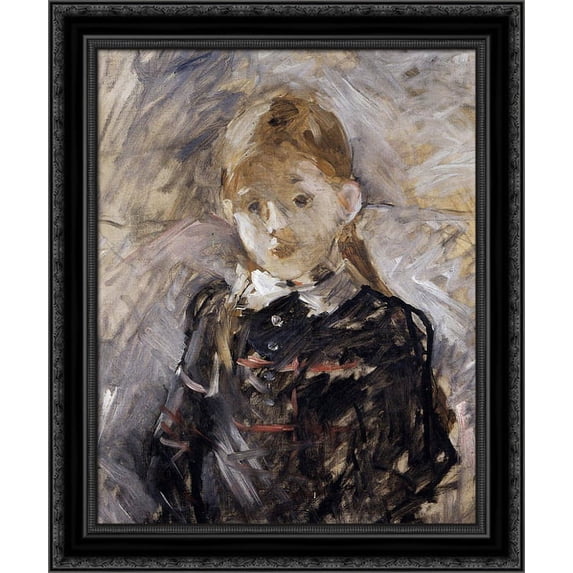 Little Girl with Blond Hair 20x24 Black Ornate Wood Framed Canvas Art by Morisot, Berthe