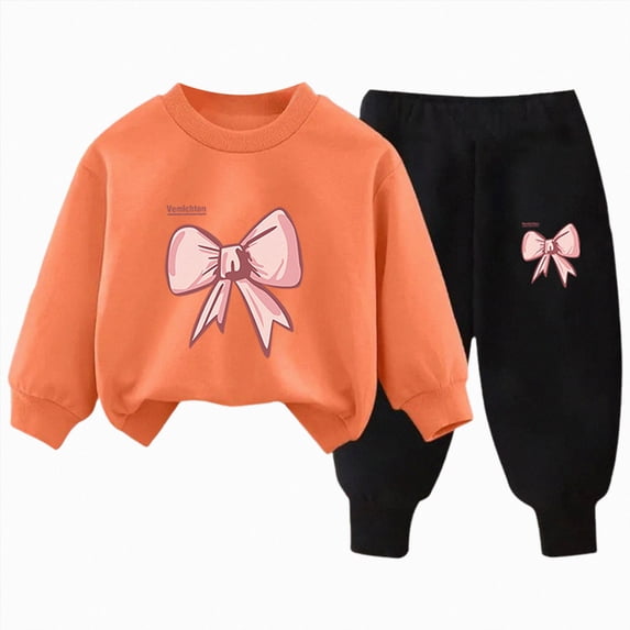 Little Girls 2-7T Spring Fall Little Girls 2pcs Clothing Set Heart Knit Sweater and Pants,9-10 Years,Orange