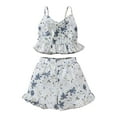 thumbnail image 1 of Little Girls 2PCS Pants Set, Sling Flowers Ruffle Hem Camisole High Waist Shorts Outfits, 1 of 8