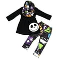 thumbnail image 1 of Little Girls' 3 Pieces Set Halloween Outfit Long Sleeve Top Pants Scarf ClothingBlack 4 M (P200399P), 1 of 2